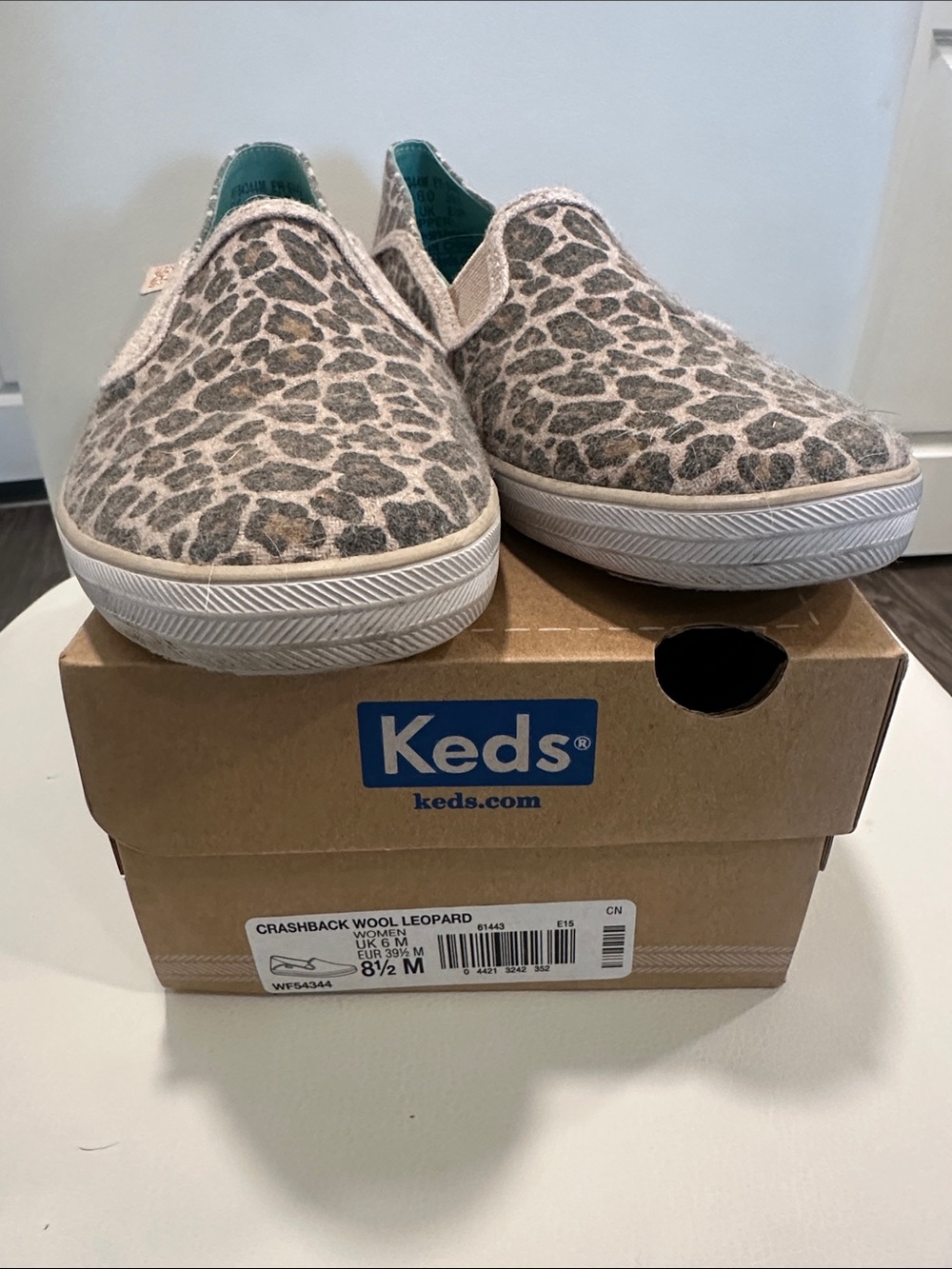 Keds Slip-On Sneakers in Beige Leopard Print